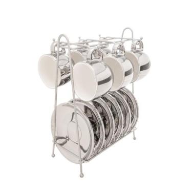 Imagem de Conjunto de Xícara de Café 6 Peças de Porcelana com Suporte Versa Prat