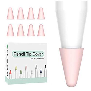 Imagem de OneCut 8 peças de silicone para ponta de lápis/ponta protetora para desenhar sem ruído, compatível com Apple Pencil 1ª e 2ª substituição com protetor de ponta e ponta antiderrapante, rosa