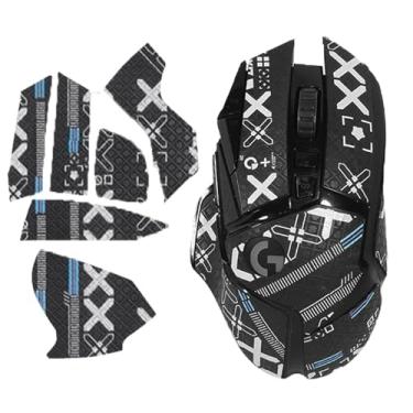 Imagem de NOUKAJU Fita aderente para mouse com cobertura total para mouse Logitech G502 Gamer, fita antiderrapante para mouse, kit de atualização de mouse profissional pré-cortado resistente ao suor (preto)