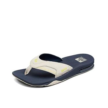 Imagem de REEF Fanning Chinelo masculino abridor de garrafas, suporte de arco, sola durável, adequado para água, Azul-marinho/carvalho/limão, 42