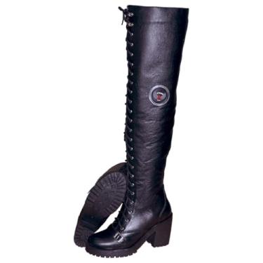 Imagem de 9415AT-Bota feminina motociclista roqueira big over em soft couro forrada conforto (Preto, BR, Adulto, Numérico, 38)