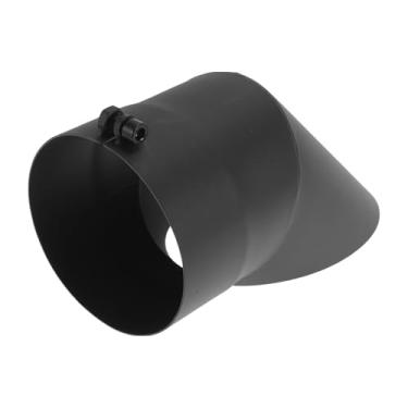 Imagem de Motoforti 4,5 polegadas ID entrada virada para baixo ponta de exaustão superfície jateamento mandril curva cotovelo tubo 23.1 cm comprimento total adequado para 11.4 cm OD tubos de escape preto
