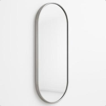 Imagem de Espelho Oval 110x50 Moldura Alumínio Design Retrô para Banheiro, Quart