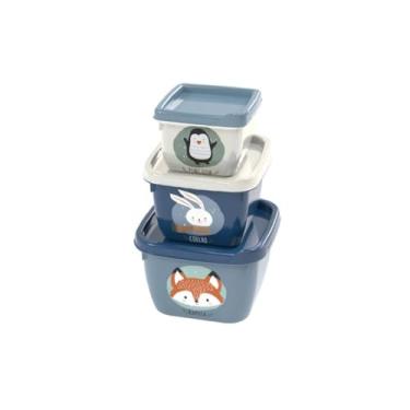 Imagem de Kit Infantil 3 Potes Connect Plasútil Para Lanche Bebê (Bichinhos Menino)
