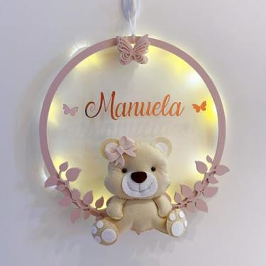 Imagem de Porta Maternidade Ursinha 1 Led Acrílico e Espelho