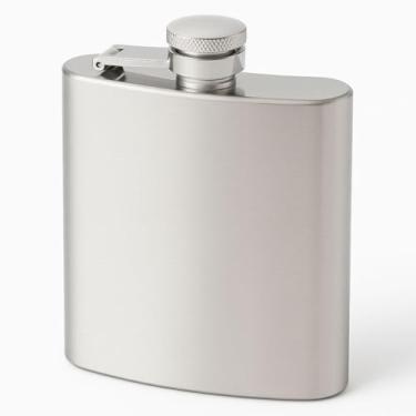 Imagem de Cantil de Bolso em Aço Porta Bebida Inoxidável 160ml Design Clássico Acabamento Prateado Premium