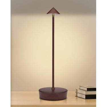 Imagem de Rauphlis Candeeiro de mesa de LED sem fio, 7000 mAh, luzes de mesa à prova d'água para pátio, jantar, acampamento, escritório, casa, saída USB-A, lembre-se de brilho, regulável, 3 cores claras