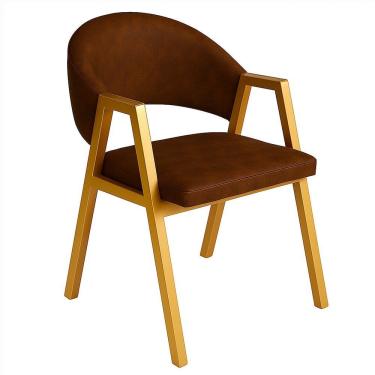 Imagem de Cadeira De Jantar Antonella Corino Estilo Poltrona Com Pés Dourado - 7 Decor Wisky
