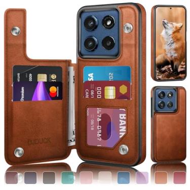 Imagem de DJDUCK Capa carteira projetada para Moto G Stylus 2025 com suporte para cartão, [capa de fecho magnético] [proteção de couro com bloqueio de RFID] à prova de choque feminina e masculina para Moto G