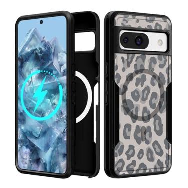 Imagem de LISEVO Capa para Google Pixel 8A de 6,1 polegadas - [Compatível com MagSafe] Capa protetora magnética fofa feminina divertida exclusiva leopardo resistente à prova de choque para capas de telefone