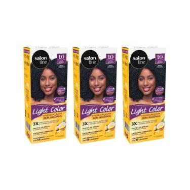 Imagem de Coloraçao Light Color 10 Preto Azulado - Kit Com 3Un - Light & Color