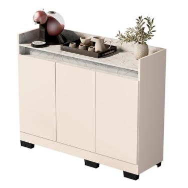 Imagem de Aparador Buffet Sala Lorde Marmorizado 3 Portas Off White/marmore Branco