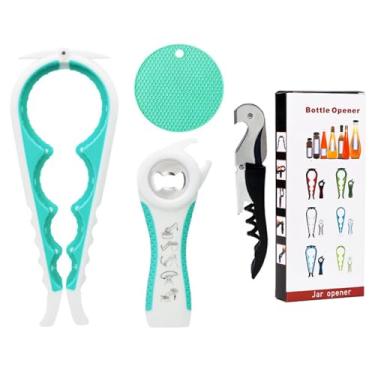 Imagem de Castrap 2025 Novo Conjunto De Abridores De Frasco 5 Em 1 Abridor De Garrafa De Cerveja 4 Em 1 Abridor De Tampa De Cozinha Abridor De Lata Multifuncional Para Uso Doméstico (4PCS - lago verde)