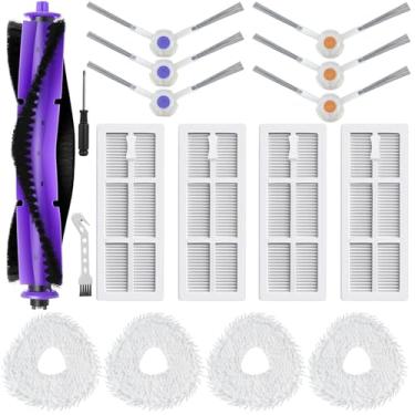Imagem de Kit de substituição de acessórios combo de 17 peças para aspirador de pó e esfregão Narwal Freo, 1 escova principal, 6 escovas laterais, 4 filtros Hepa, 4 panos de esfregão, 1 ferramenta de limpeza, 1