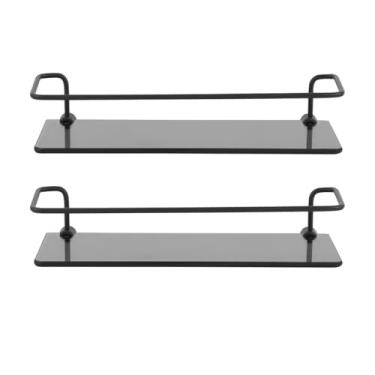 Imagem de Kit 2 Prateleira Para Banheiro Reto Porta Shampoo Vidro Temperado 6mm Preto