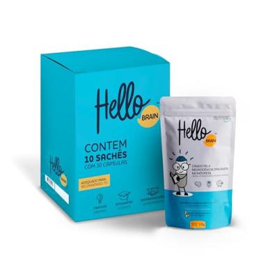 Imagem de Hellobrain Suplemento de Saúde Cerebral, Nootropic, Foco e Concentração, Performance Cognitiva, Vegano e Sem Glúten, 10 Sachês de 30 Cápsulas