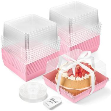 Imagem de Caixas de bolo ZORRITA 18 x 18 x 10 cm com tampas transparentes, pacot
