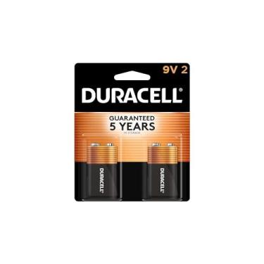 Imagem de Duracell Bateria Coppertop 9V, pacote com 2 unidades, bateria de 9 volts com energia de longa duração, bateria alcalina 9V multiuso para dispositivos domésticos e de escritório