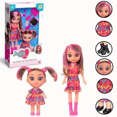 Imagem de Conjunto Bonecas Mamãe e Filha Estilosas com Roupinhas Combinando Aces