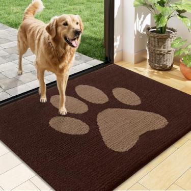 Imagem de Buganda Tapete de porta de cachorro para patas enlameadas, capachos absorventes de sujeira antiderrapante, tapete de baixo perfil lavável para cães de lama, tapete de entrada para piso interno (122 x