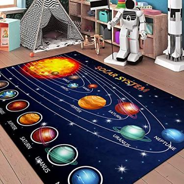 Imagem de Tapetes de sistema solar para quarto de menino, tapete infantil fofo para sala de jogos, galáxia, tapetes para quarto de crianças, tapete de espaço sideral, espaço 9 x 1,5 m