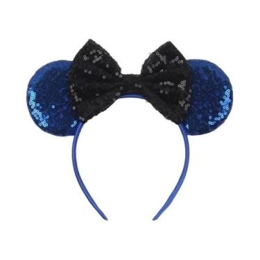 Imagem de Tiara De Orelhas De Rato Com Lantejoulas E Laço Para Meninas Com Pérol