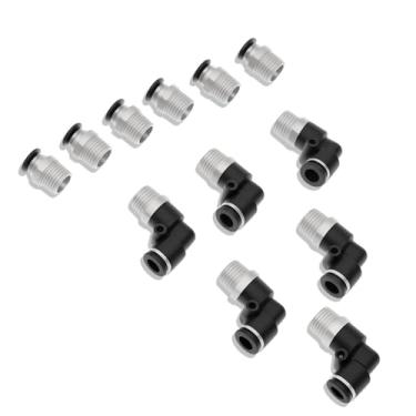 Imagem de Kit de encaixe pneumático de 1/10.2 cm de encaixe pneumático de combinação reta para encaixe de cotovelo de encaixe de encaixe de mangueira de ar 1/10.2 cm tubo OD x NPT rosca conexões rápidas