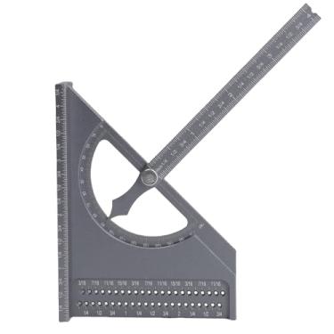 Imagem de Cryfokt Régua Quadrada de Madeira, 0-180 ° Projeto de Ponteiro Ajustável 3D Régina de ângulo de Medição Precisa Estável para o Desenho de Rabiscos (Cinza prateado)