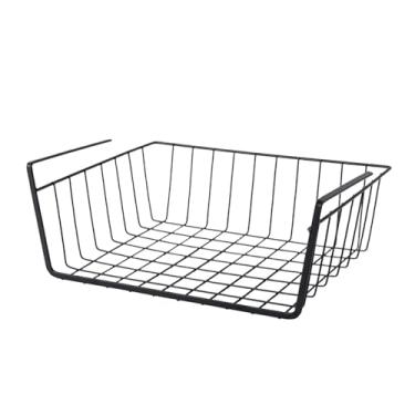 Imagem de SiaBiced Cesto de armazenamento suspenso sob a prateleira, organizador de armazenamento, suporte para temperos sob a prateleira, para armário de quarto, Preto, L