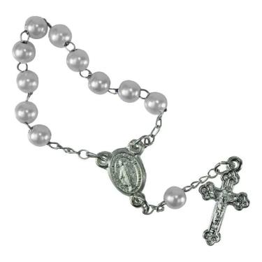 Imagem de 12 Mini Terços Para Lembrancinhas Cor: Branca Católica