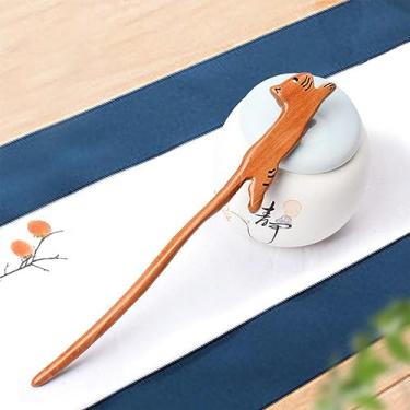 Imagem de Palitos de cabelo de madeira presilhas de cabelo de sândalo vermelho clipes de coelho estilo vintage acessórios para mulheres coque