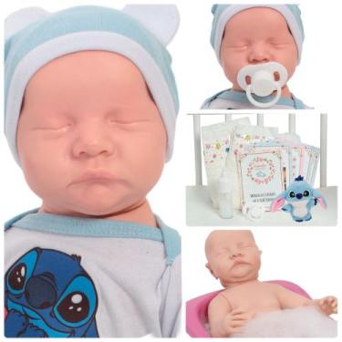 Imagem de Boneca Reborn Princesa Lívia Olhos Fechados Kit Acessórios - Cegonha R