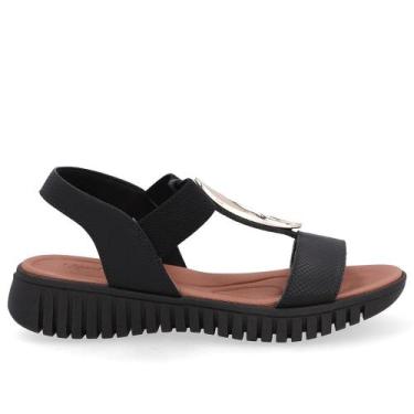 Imagem de Sandalia usaflex couro efeite dourado ref ud11002 feminino, 37, Preto