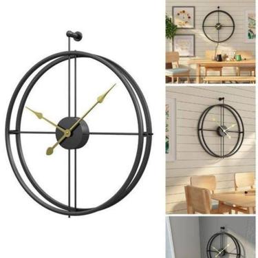 Imagem de Relógio De Parede 3D Preto Metal Design Europeu 50Cm