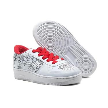 Imagem de Tênis Infantil Unissex para Colorir Goods Casual Criativo Educativo Personalizável (Branco e Vermelho, BR, Criança de 4 a 8 anos, Numérico, 29)