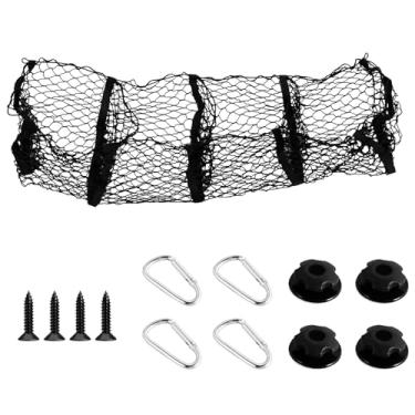 Imagem de Rede de carga para caminhonete, divisória de cama de caminhão ajustável resistente, rede de carga elástica para organizadores e armazenamento de caminhões, rede extensível para porta-malas com fivelas