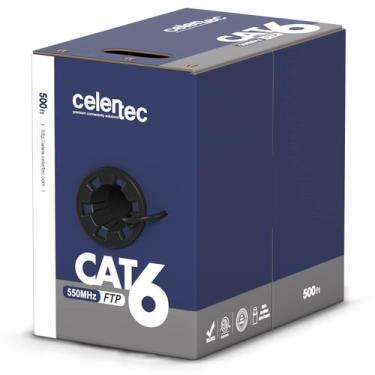 Imagem de Cabo Ethernet celertec CAT6 blindado 500 pés FTP 550 MHz preto