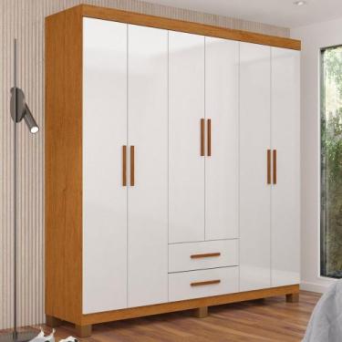 Imagem de Guarda-Roupa Solteiro Aurora 6 Portas 2 Gavetas 22116 Cinamomo/Branco 