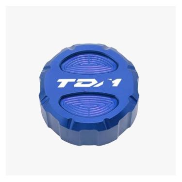 Imagem de Acessórios CNC para motocicleta, tampa do reservatório de fluido de freio dianteiro traseiro compatível com Y&AMAHA TDM 850 TDM 900 2004-2015 (tampa traseira azul)