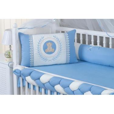 Imagem de kit de berço americano 500 urso 9 peças modelo meia trança - remi enxo