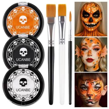 Imagem de Conjunto de pintura facial e corporal UCANBE branco preto laranja com 