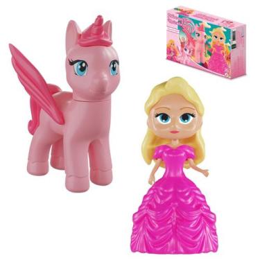 Imagem de Kit Princesa com Unicórnio Rosa ou Lilás - GGB BRINQUEDOS, Rosa
