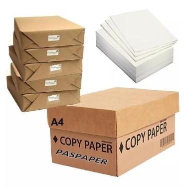 Imagem de 5 Pacotes Papel A4 Sulfite 2500 Folhas Resma Reciclado NFe - Paspaper