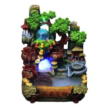 Imagem de XFNVXC Fonte decorativa interna de mesa Fonte de água Rockery para casa, sala de estar, decoração de resina, escritório, artesanato, decoração, Rockery, fonte, casa