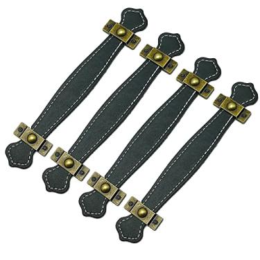 Imagem de Puxador criativo para móveis - Puxadores de gaveta simples, liga de zinco + couro, puxadores de bagagem, alça de ferragens para armário de sapatos de guarda-roupa mesa de cabeceira (preto, 194 mm)