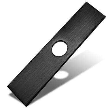 Imagem de PHITUODA Placa de torneira Tampa do furo da torneira da pia da cozinha 25,5 cm 1 ou 3 furos tampa retangular longa placa de convés placas de cobertura de encanamento para cozinha banheiro, preto fosco