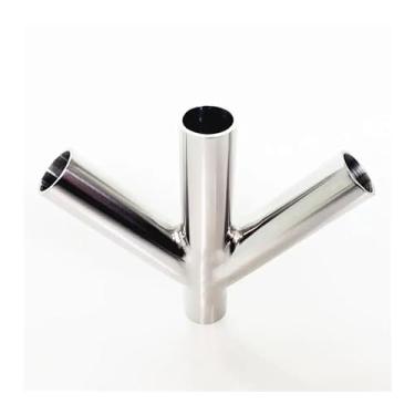 Imagem de WWECCQIJ 63 mm 6.3 cm tubo OD soldagem de topo oblíquo em forma de Y 4 vias SUS 304 divisor de encaixe inoxidável Homebrew Beer Wine