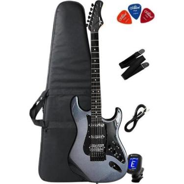 Imagem de Guitarra Tagima Sixmart Com Efeitos Metallic Deep Silver + Capa + Corr