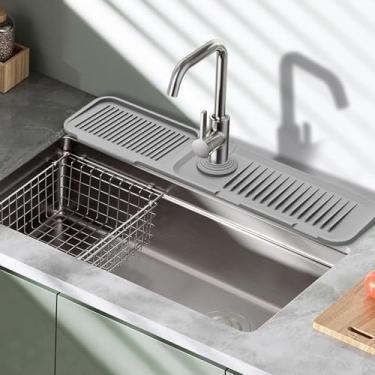 Imagem de Protetor contra respingos de pia de cozinha, tapete de respingos de torneira de silicone de 61 cm, organizador de pia de cozinha