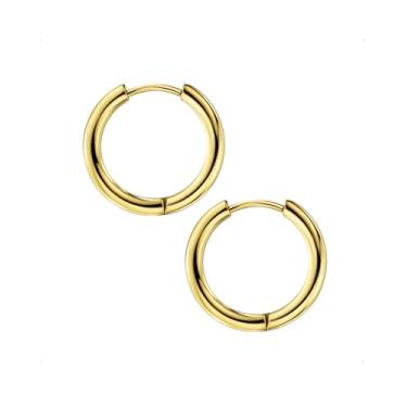 Imagem de TDEBA Brincos de argola de aço cirúrgico para homens, brincos modernos de cartilagem piercing de nariz para mulheres, 14G 8mm, Metal, Sem pedra preciosa